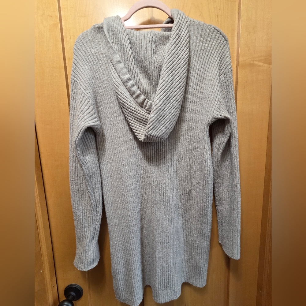 Lulus Snuggly Option Heather Taupe Hooded Mini Sweater Dress - Picture 7 of 9